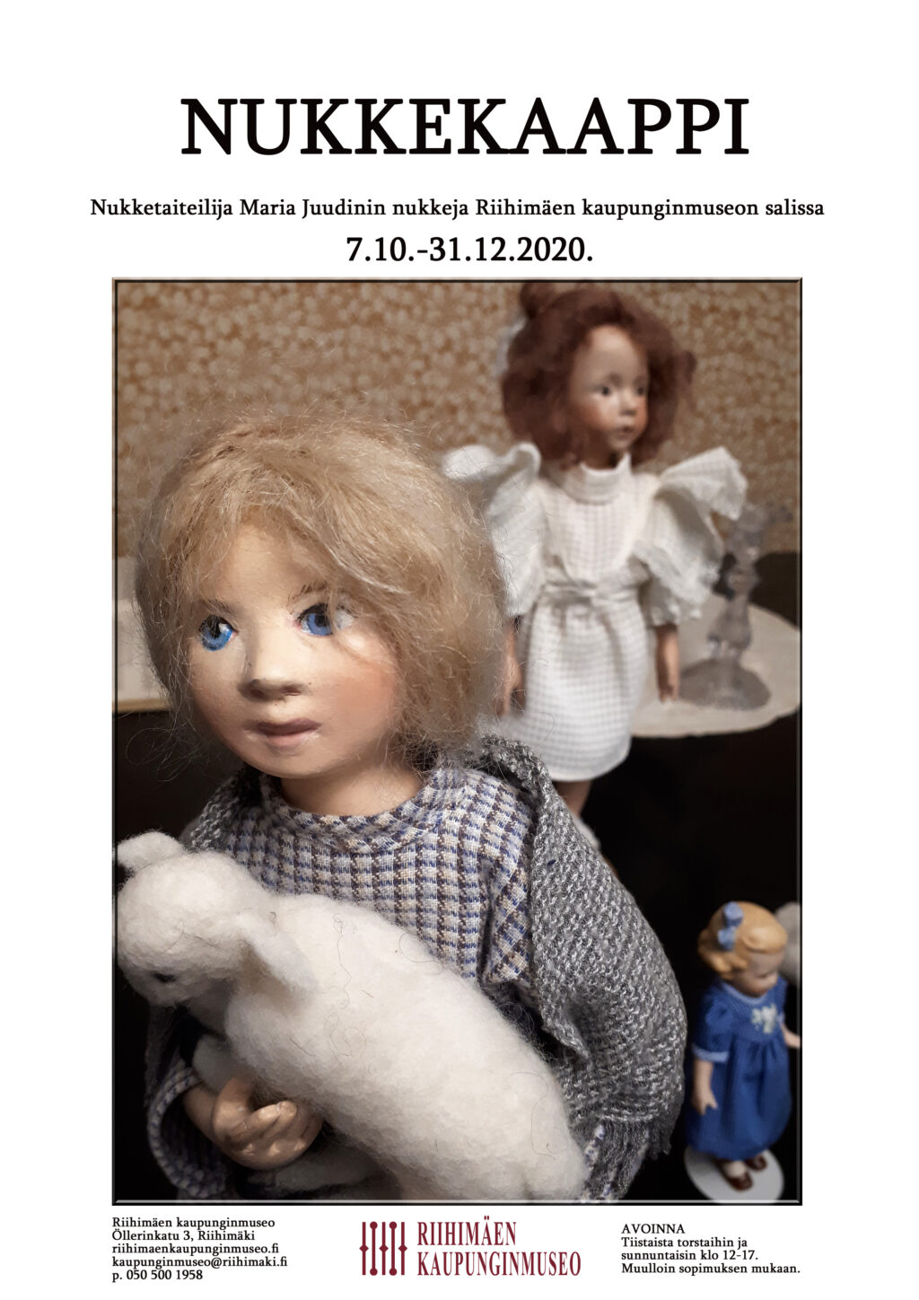 Nukkekaappi -näyttelyn juliste.